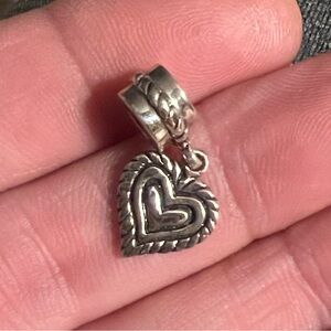 NEW 🩶 STAMPED 925 IBB THAI STERLING SILVER DANGLING HEART BEAD STOPPER CHARM